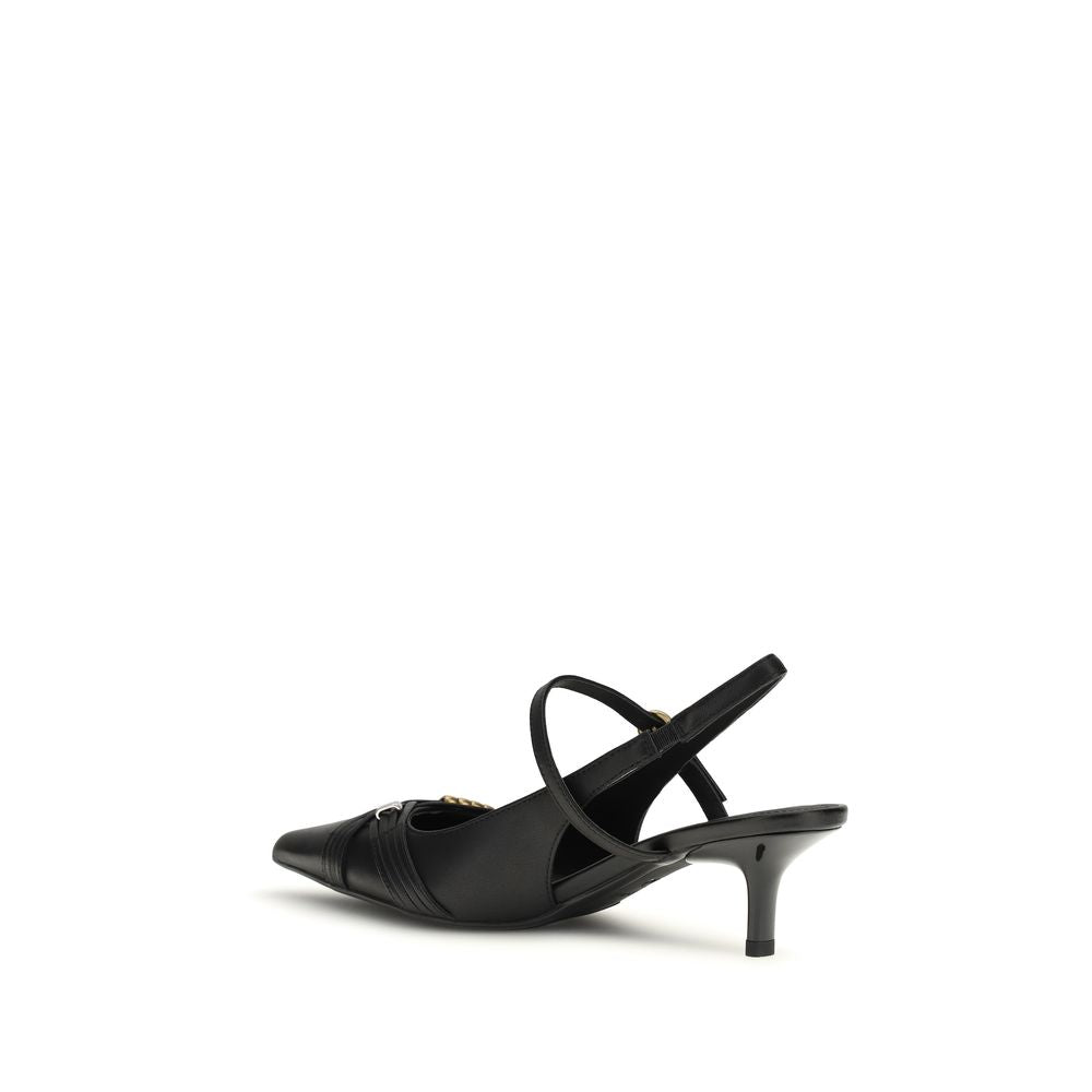 PINKO Black Calf Leather Bos Taurus Mid Heel Pumps | Regal Royce