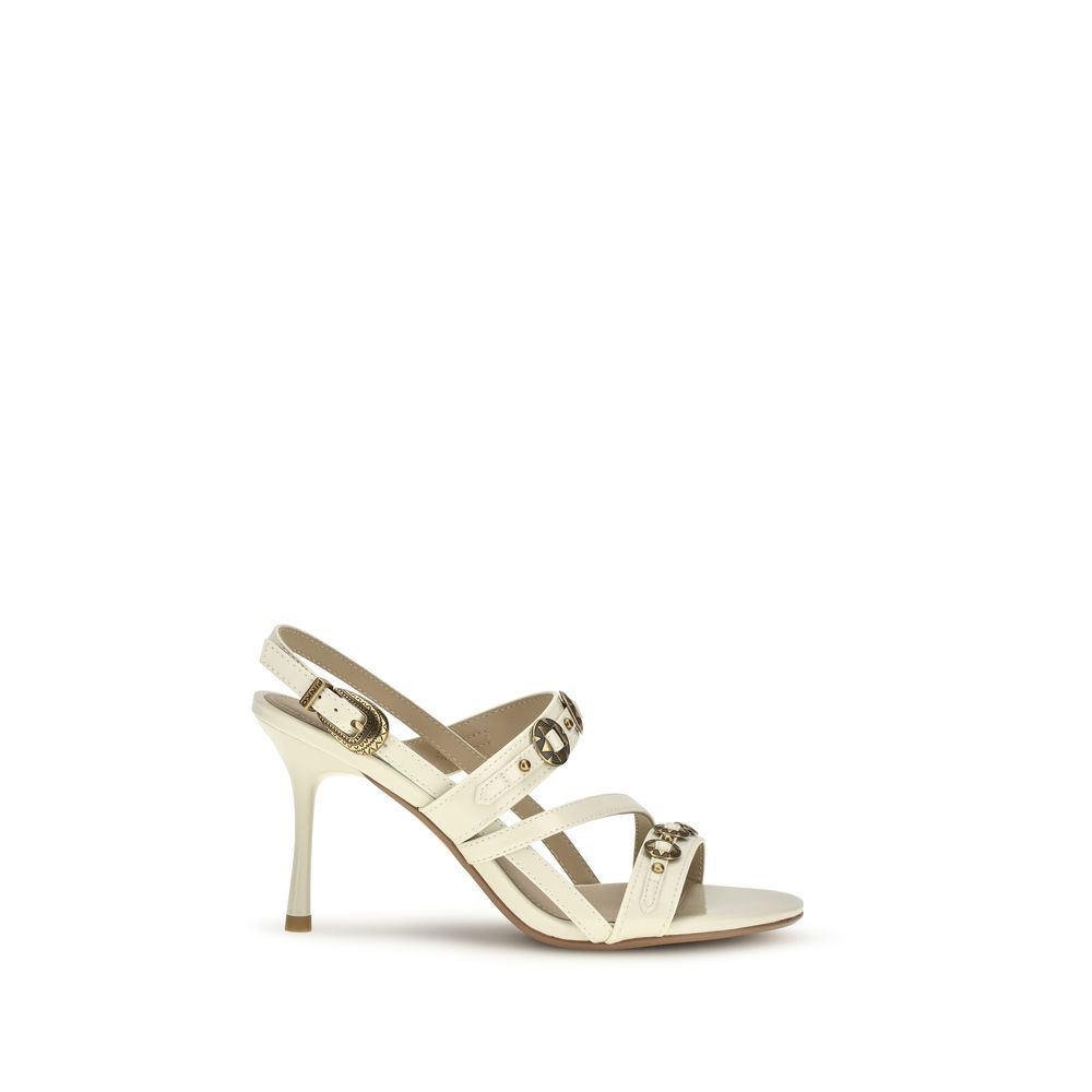 PINKO Cream Calf Leather Bos Taurus Stiletto Heel Sandals | Regal Royce