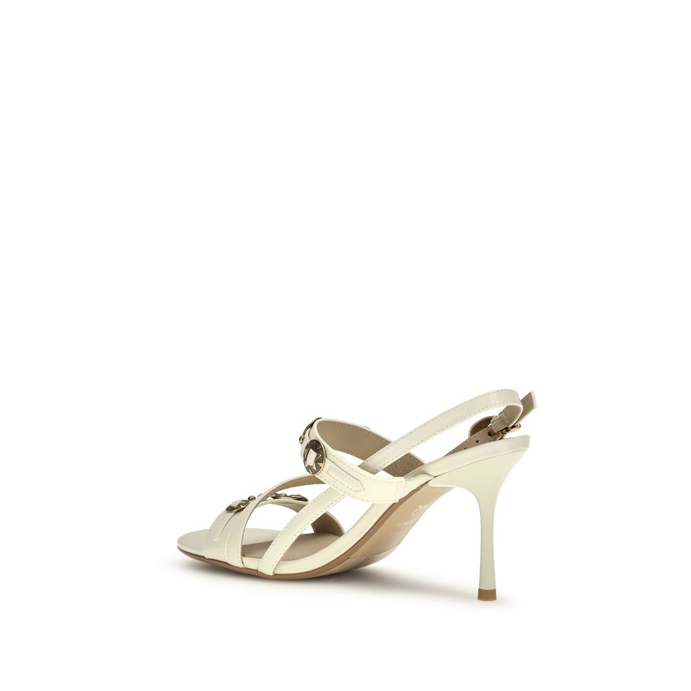 PINKO Cream Calf Leather Bos Taurus Stiletto Heel Sandals | Regal Royce