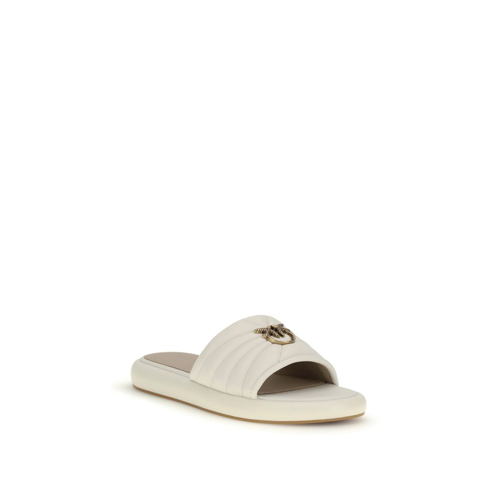 PINKO Cream Calf Leather Bos Taurus Flat Sandals | Regal Royce