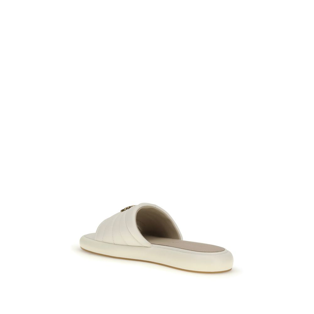 PINKO Cream Calf Leather Bos Taurus Flat Sandals | Regal Royce