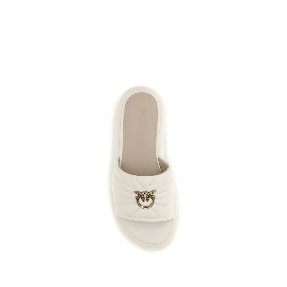 PINKO Cream Calf Leather Bos Taurus Flat Sandals | Regal Royce