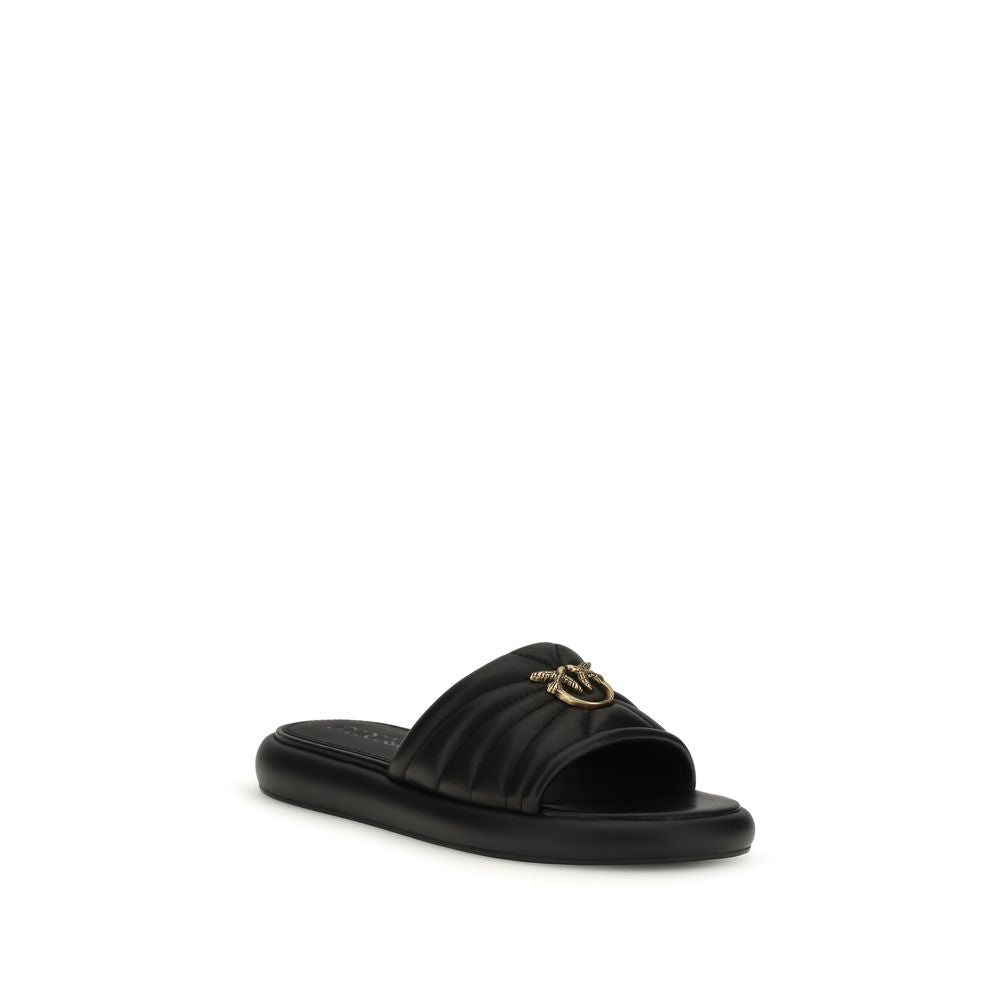 PINKO Black Calf Leather Bos Taurus Slides | Regal Royce