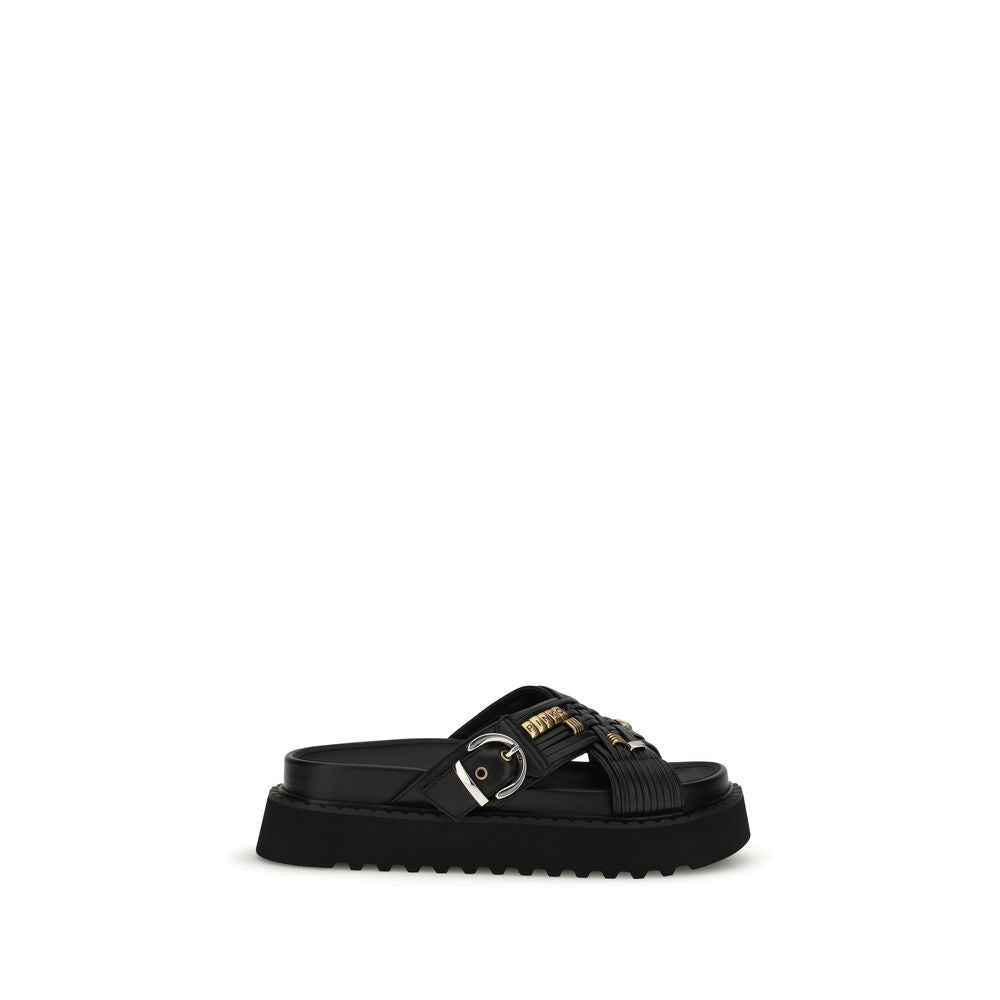 PINKO Black Goatskin Platform Sandals | Regal Royce
