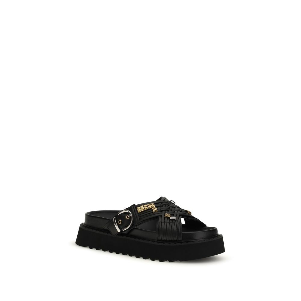 PINKO Black Goatskin Platform Sandals | Regal Royce