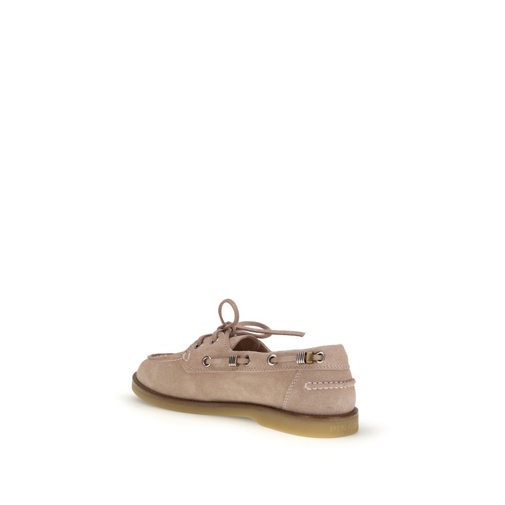 PINKO Beige Calf Leather Bos Taurus Slip-On Loafers | Regal Royce