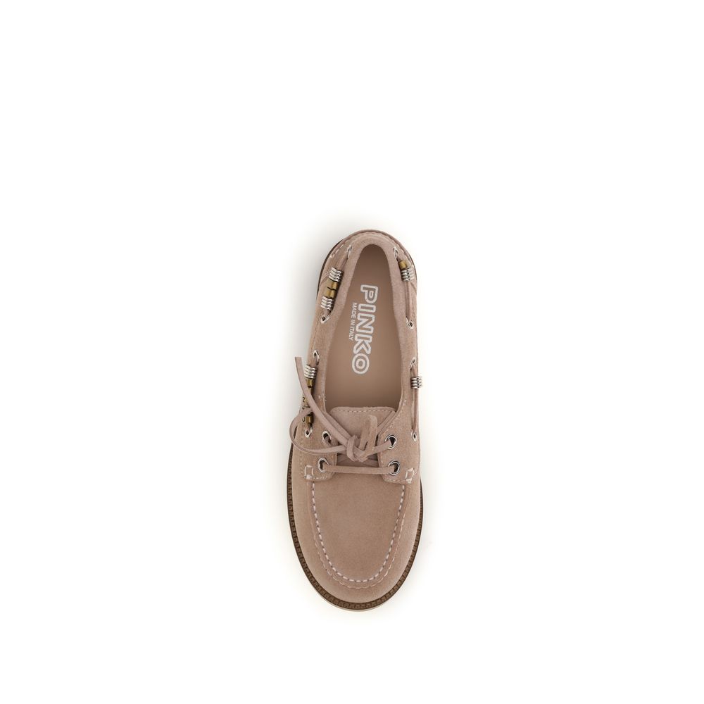 PINKO Beige Calf Leather Bos Taurus Slip-On Loafers | Regal Royce