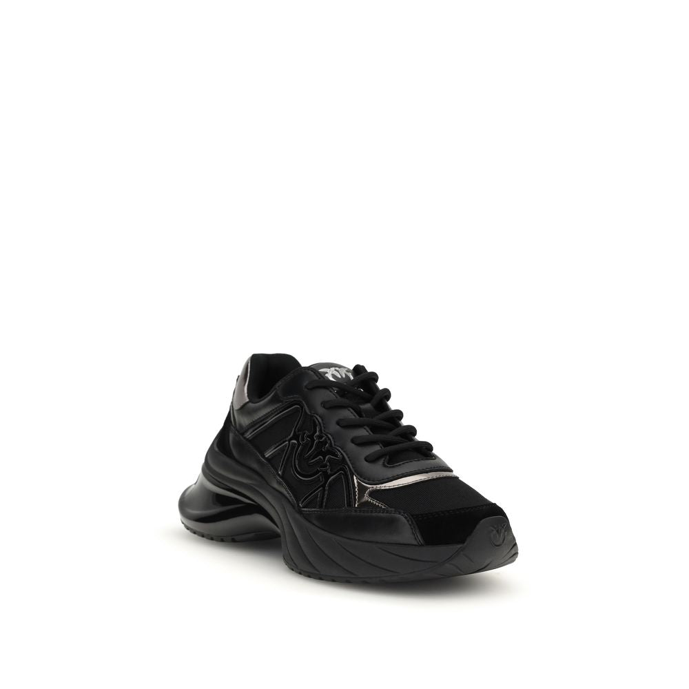 PINKO Black Calf Leather Bos Taurus Chunky Sneakers | Regal Royce