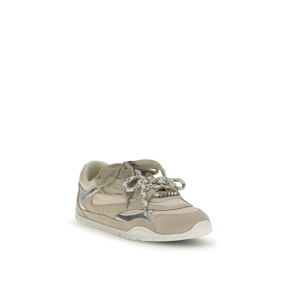 PINKO Beige Calf Leather Bos Taurus Athletic Sneakers | Regal Royce