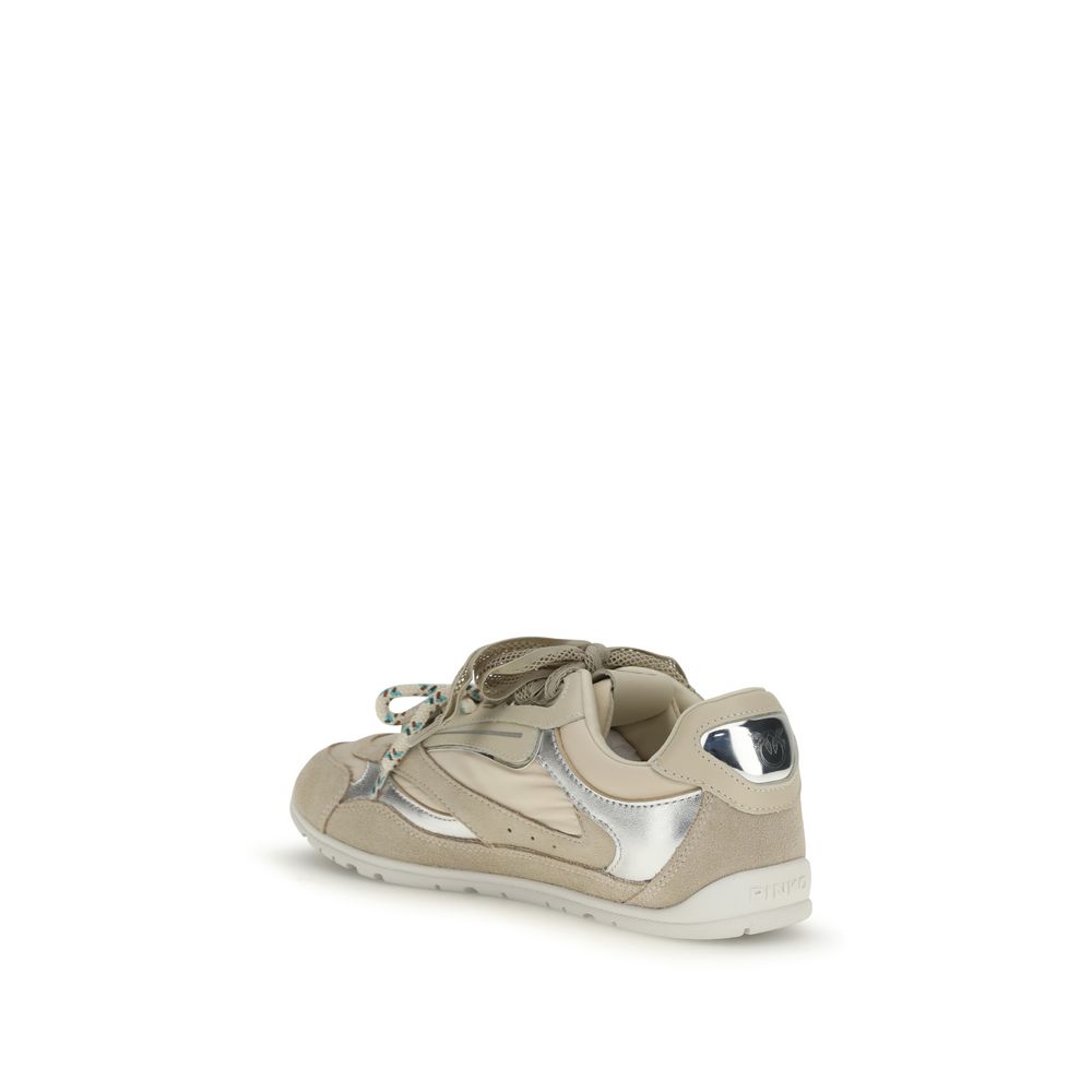 PINKO Beige Calf Leather Bos Taurus Athletic Sneakers | Regal Royce