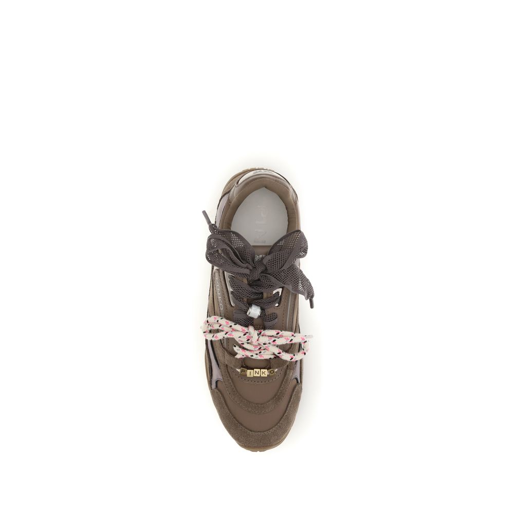PINKO Brown Calf Leather Bos Taurus Chunky Sneakers | Regal Royce