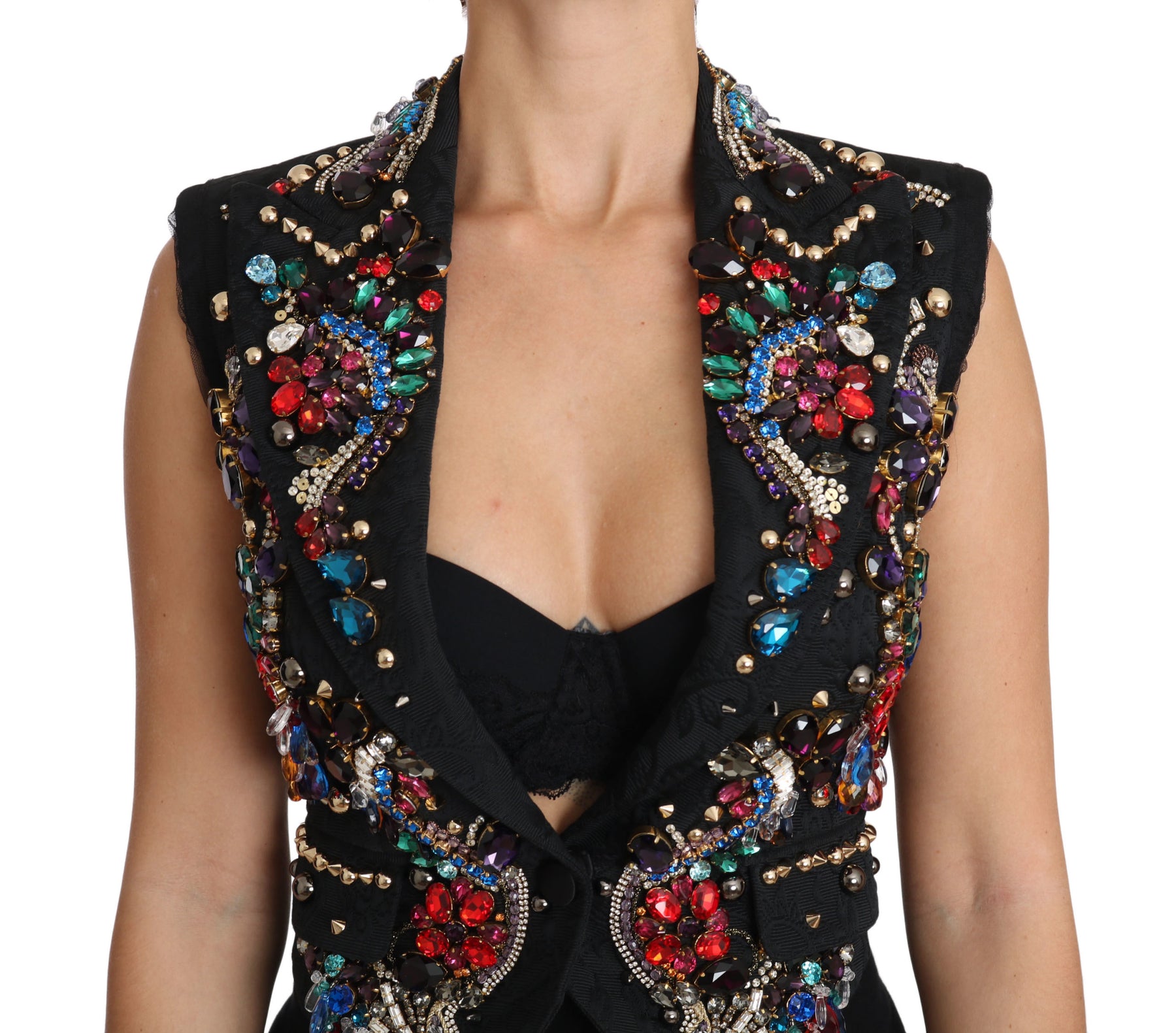 Dolce & Gabbana Black Crystal Sicily Vest Waistcoat | Regal Royce