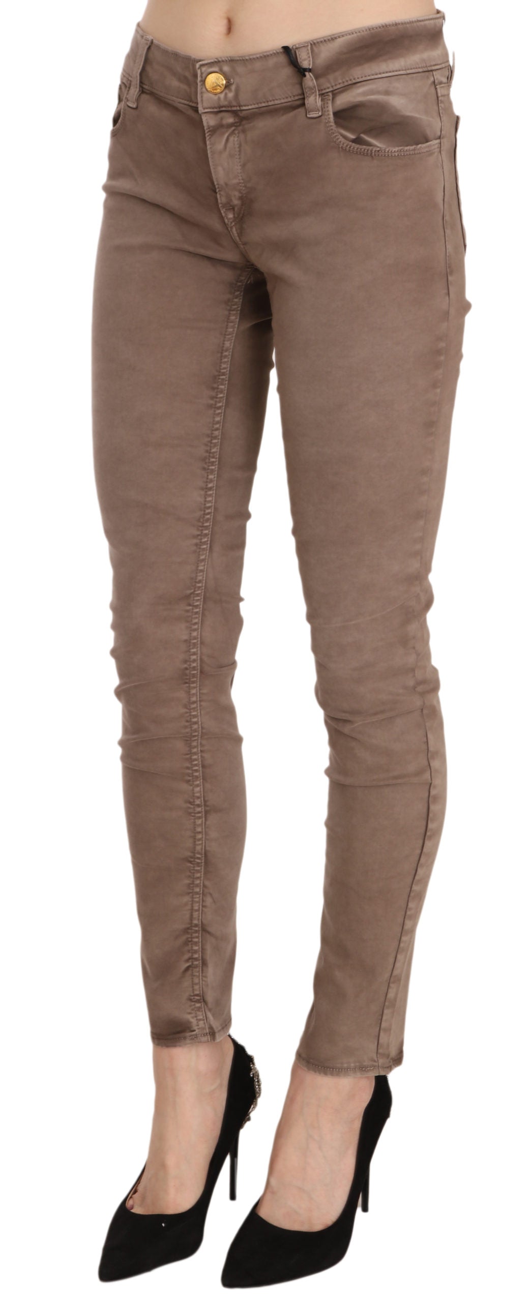 CYCLE Brown Low Waist Slim Fit Skinny Pants | Regal Royce