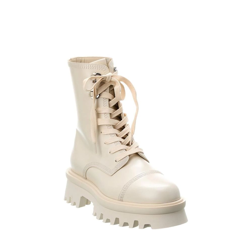 Salvatore Ferragamo White Calfskin Lace-Up Boots | Regal Royce