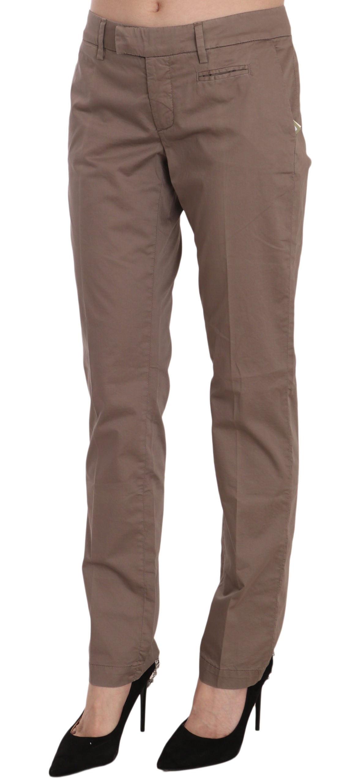 Dondup Brown Low Waist Straight Cut Trouser Pant | Regal Royce