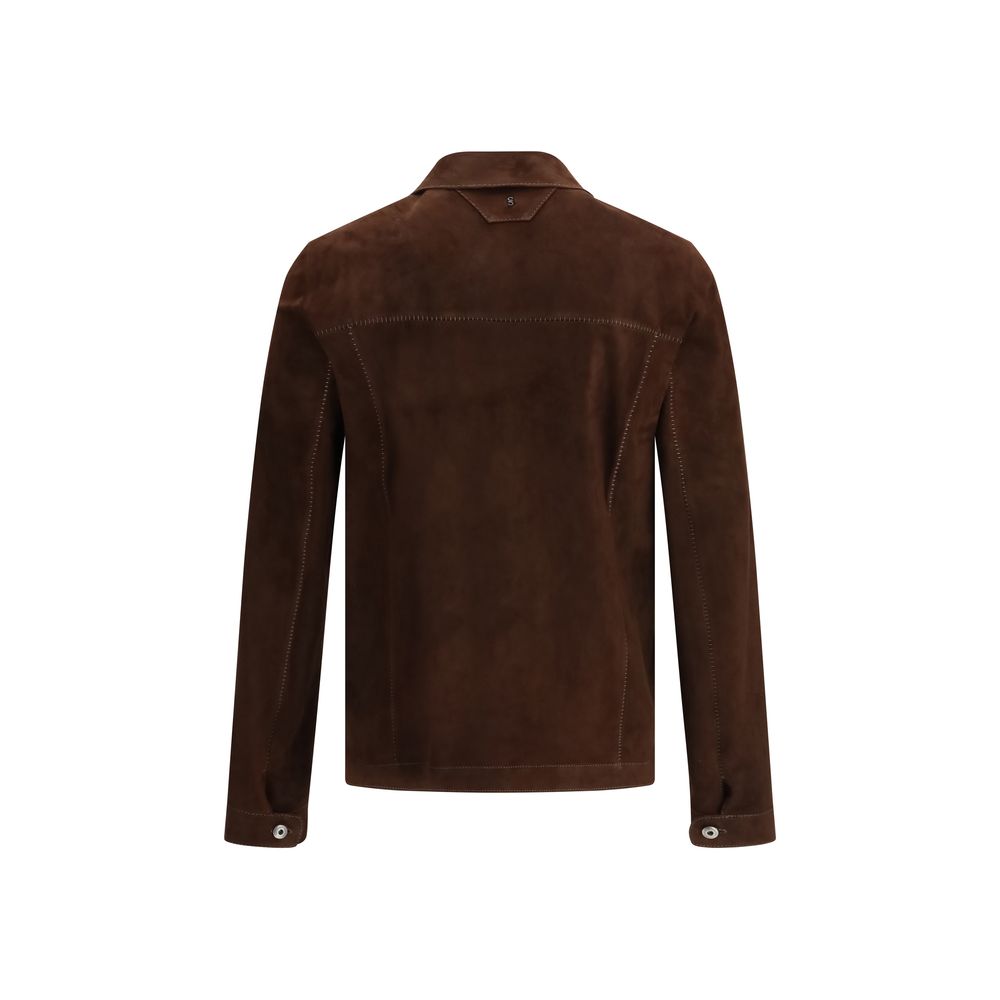 Salvatore Santoro Brown Calf Leather Bos Taurus Bomber | Regal Royce