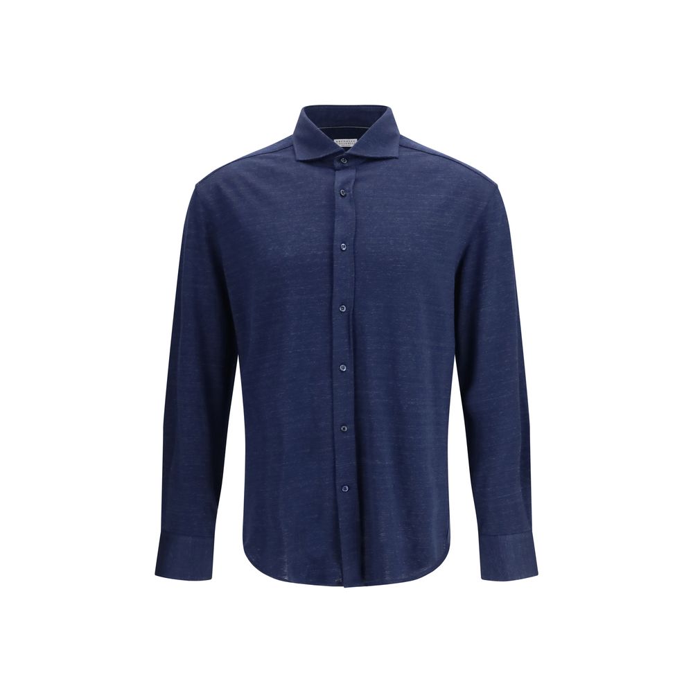 Brunello Cucinelli Blue Linen Dress Shirt | Regal Royce