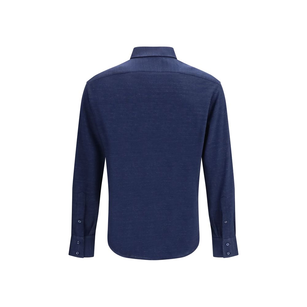 Brunello Cucinelli Blue Linen Dress Shirt | Regal Royce