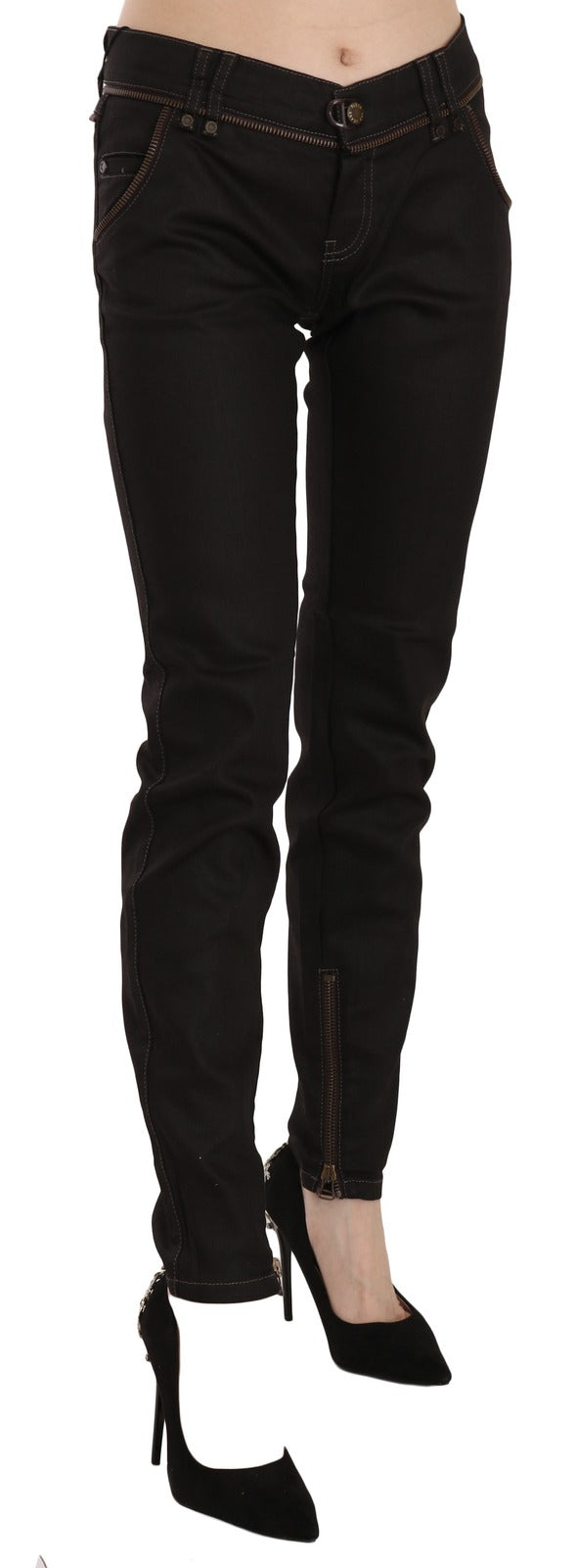 John Galliano Cotton Black Mid Waist Skinny Denim Jeans | Regal Royce