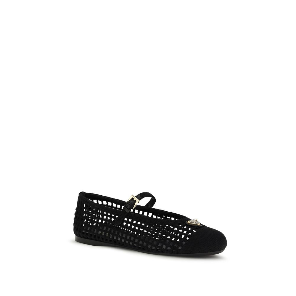 Prada Black Cotton Ballet Flats | Regal Royce