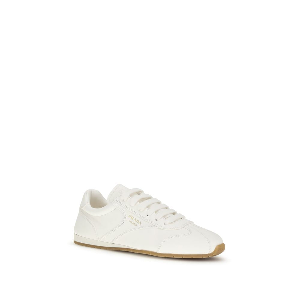 Prada Cream Calf Leather Bos Taurus Low Top Sneakers | Regal Royce