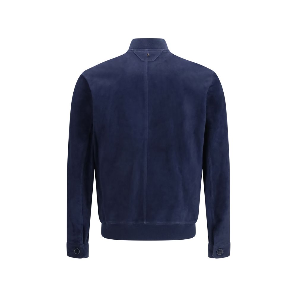 Salvatore Santoro Blue Calf Leather Bos Taurus Shell Jacket | Regal Royce