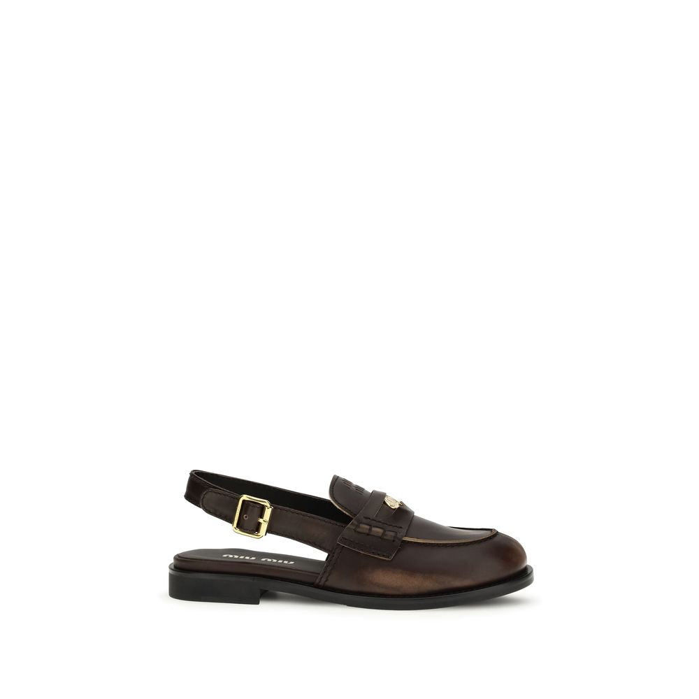 Miu Miu Brown Calf Leather Bos Taurus Slip-On Loafers | Regal Royce