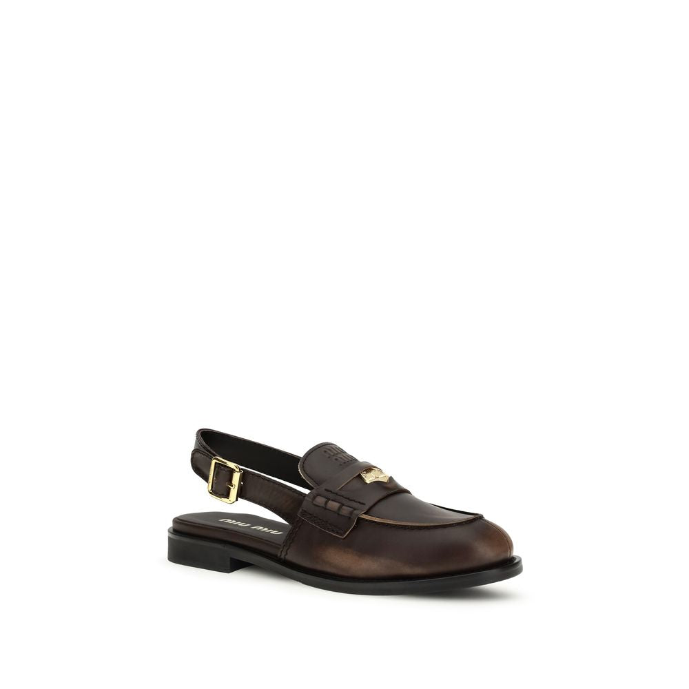 Miu Miu Brown Calf Leather Bos Taurus Slip-On Loafers | Regal Royce