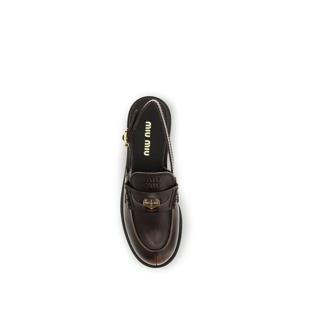 Miu Miu Brown Calf Leather Bos Taurus Slip-On Loafers | Regal Royce