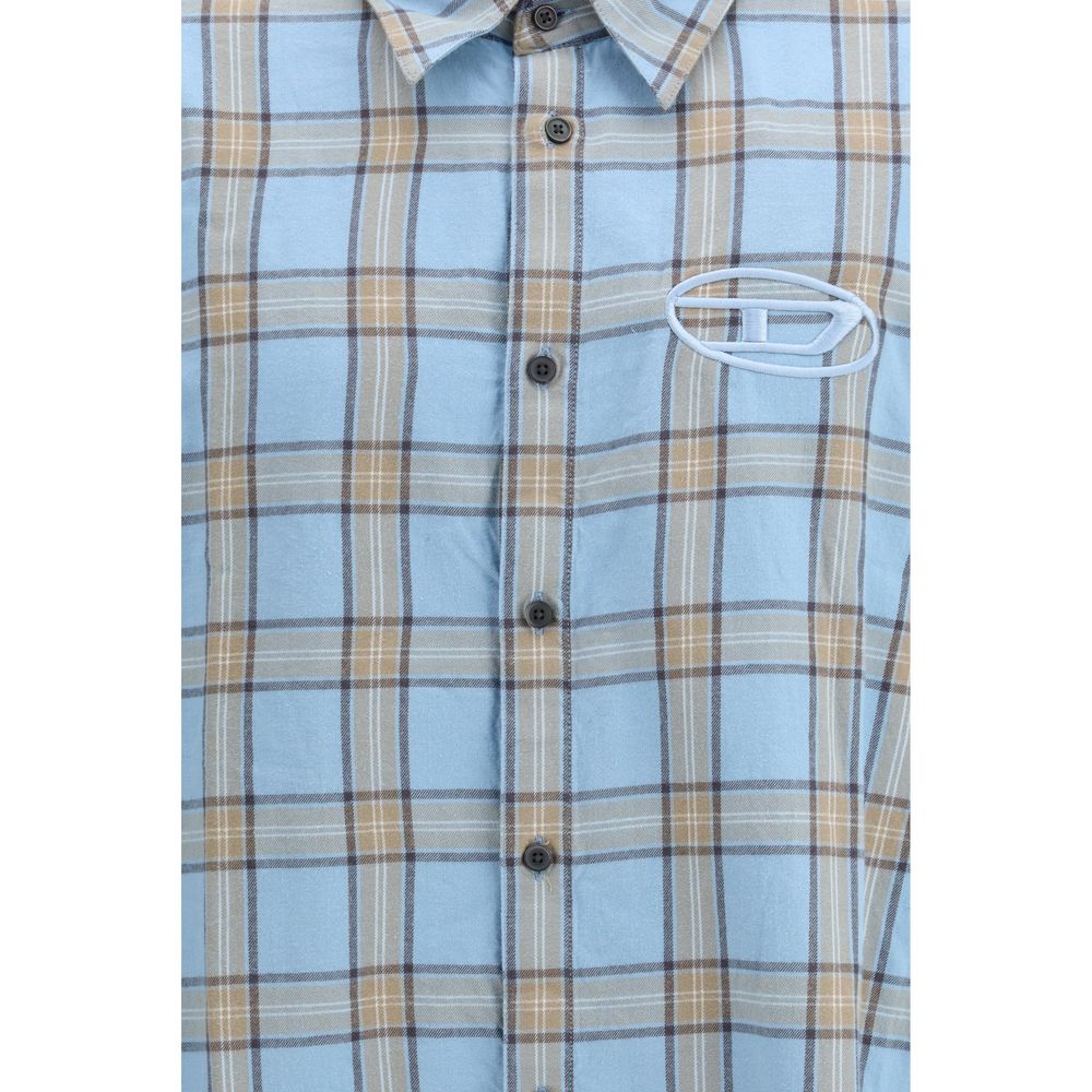 Diesel Light Blue Cotton Pattern Shirt | Regal Royce