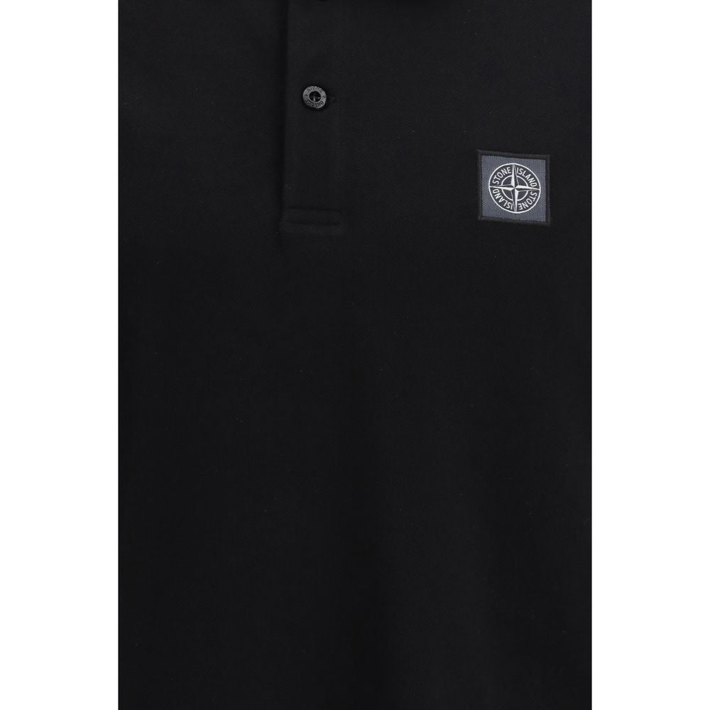 Stone Island Black Cotton Polo Shirt | Regal Royce