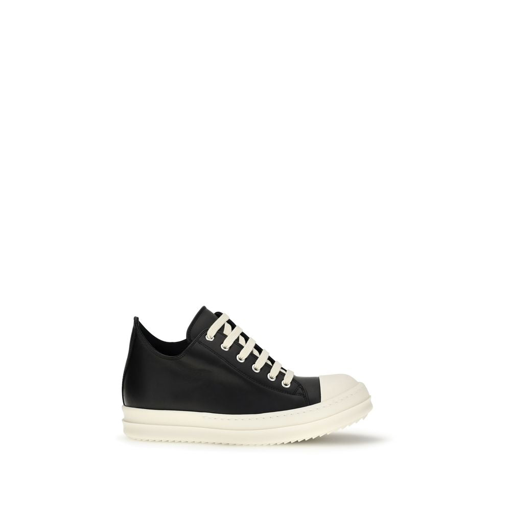 Rick Owens Black Calf Leather Bos Taurus Low Top Sneakers | Regal Royce