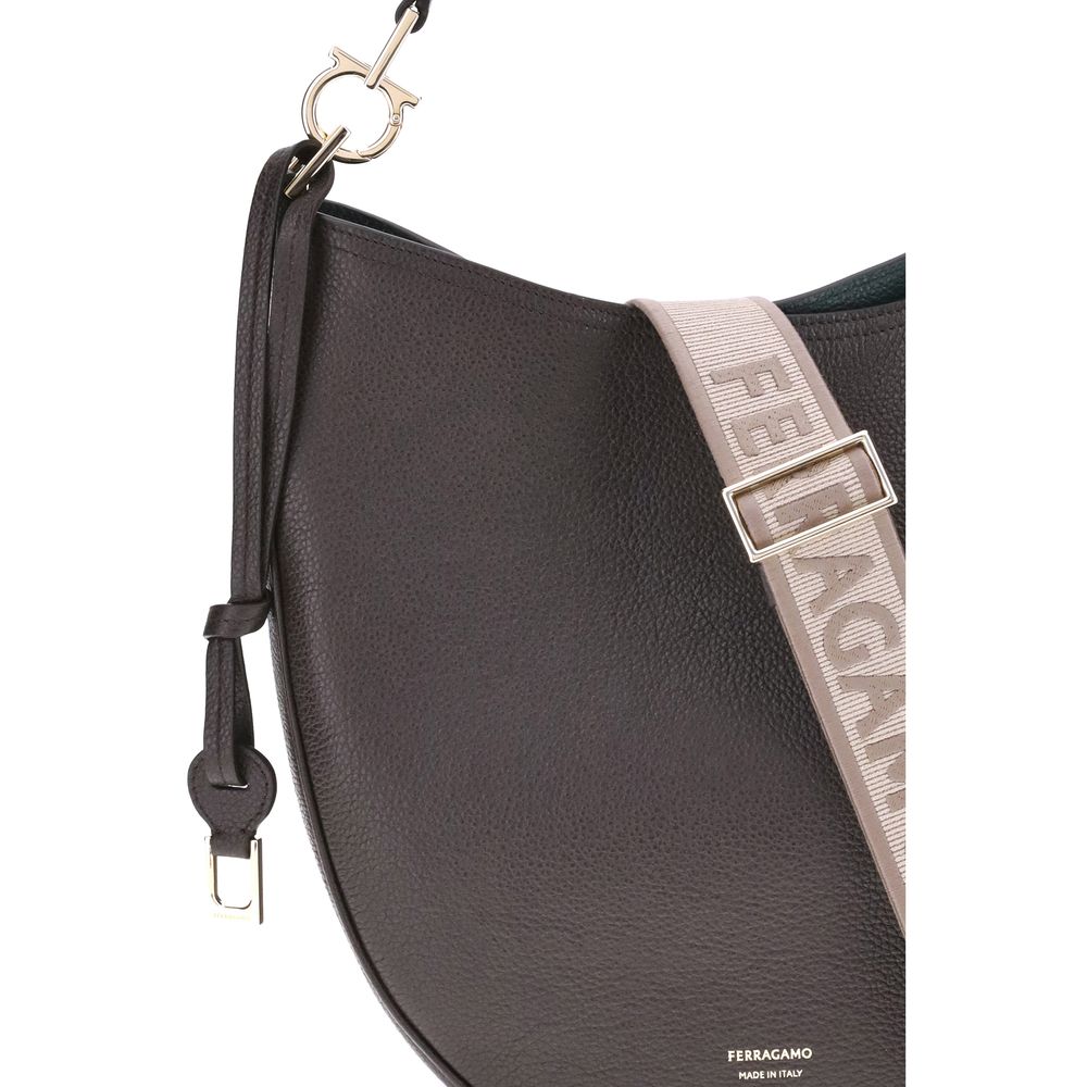 Ferragamo Brown Calf Leather Bos Taurus Shoulder Bag | Regal Royce