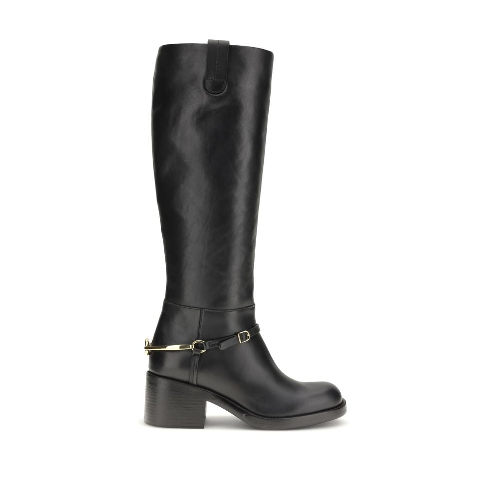 Chloé Black Calf Leather Bos Taurus Lace-Up Boots | Regal Royce