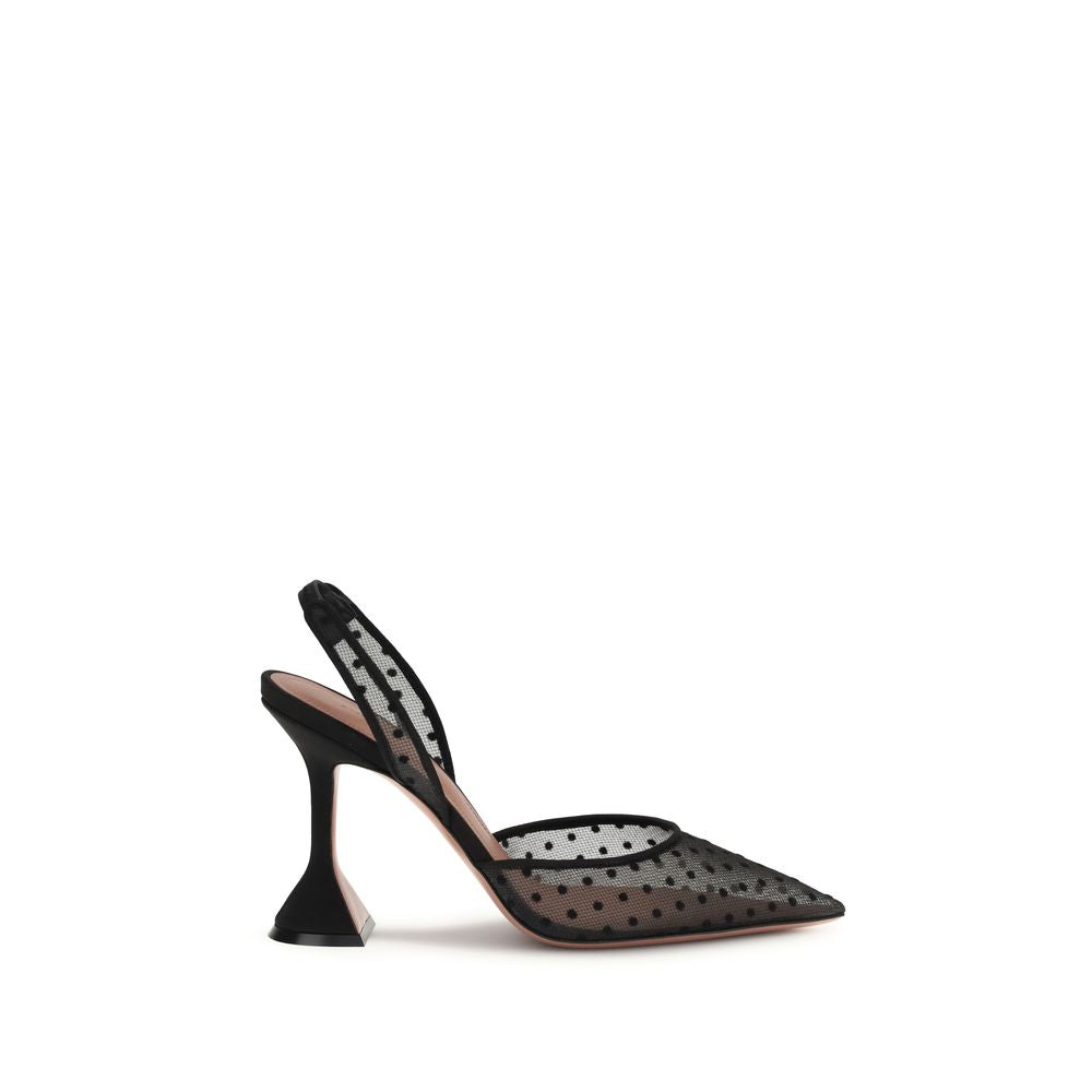 Amina Muaddi Black Polyester Platform Pumps | Regal Royce