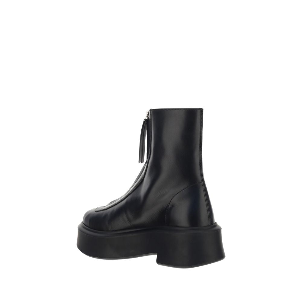 The Row Black Calf Leather Bos Taurus Ankle Boots | Regal Royce