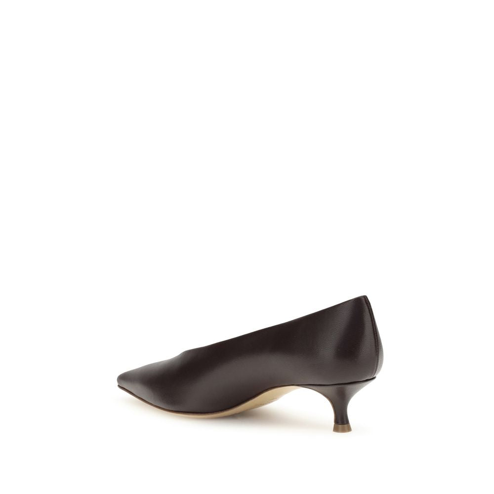 Le Monde Béryl Brown Calf Leather Bos Taurus Mid Heel Pumps | Regal Royce