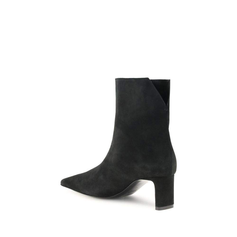 Khaite Black Calf Leather Bos Taurus Ankle Boots | Regal Royce
