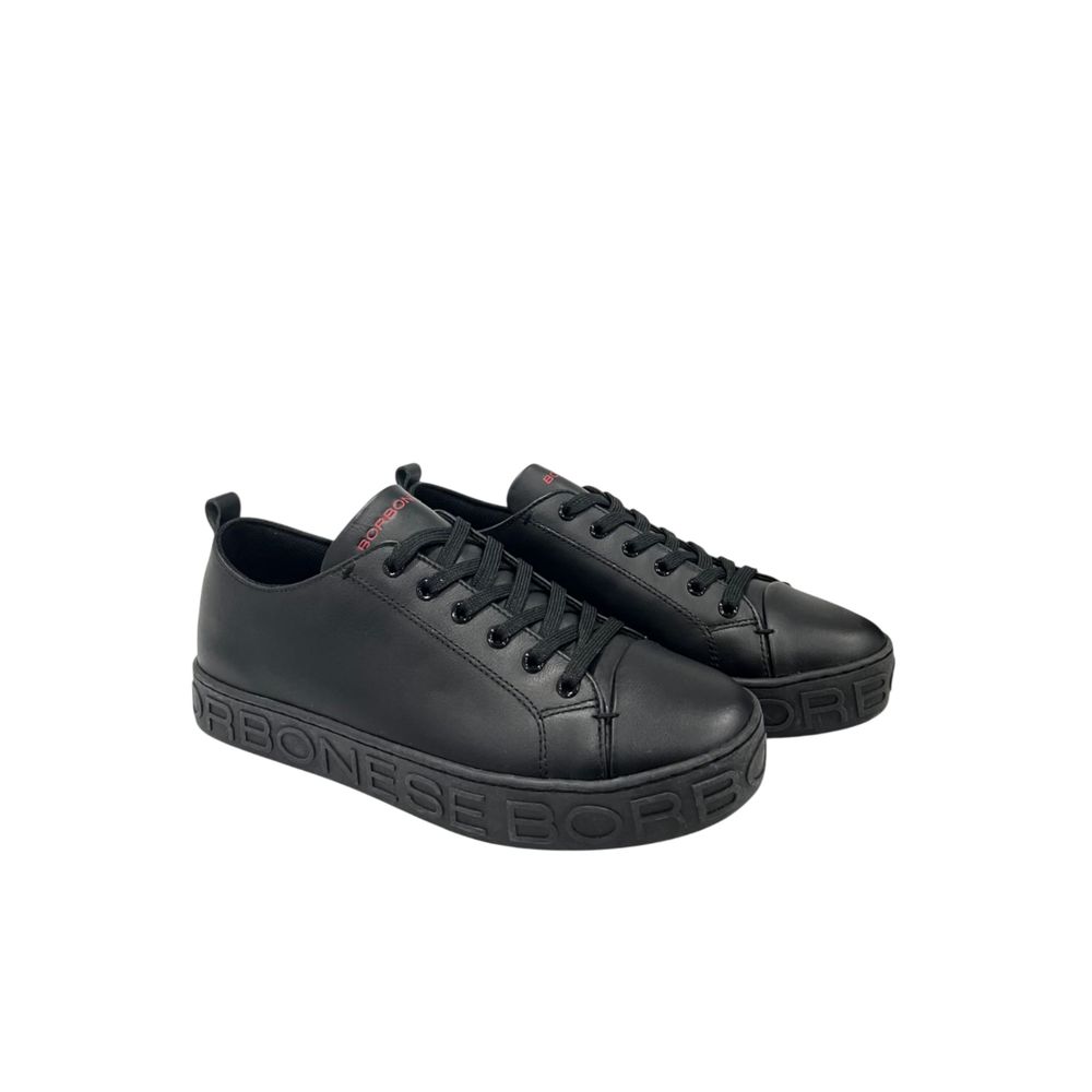 Borbonese Black Leather Men Sneaker | Regal Royce