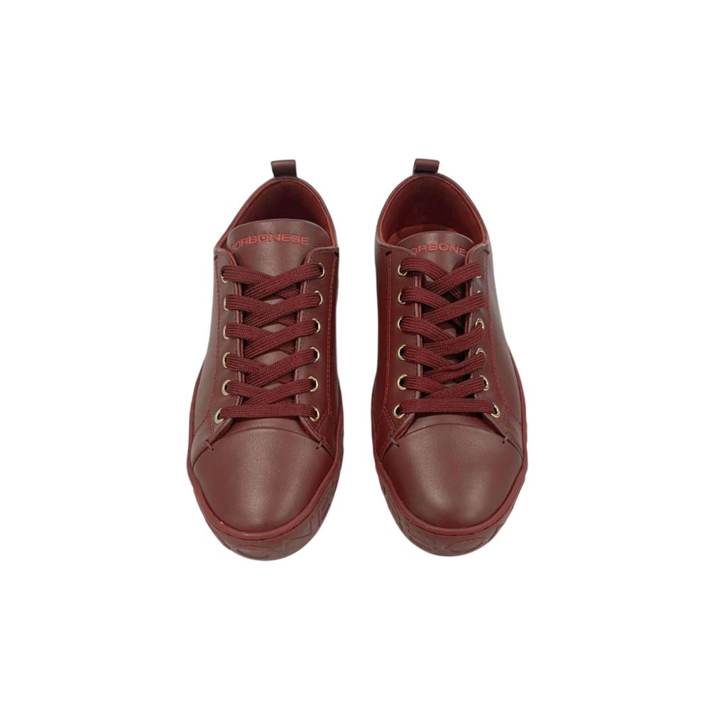 Borbonese Red Leather Women Sneaker with Platform Sole | Regal Royce