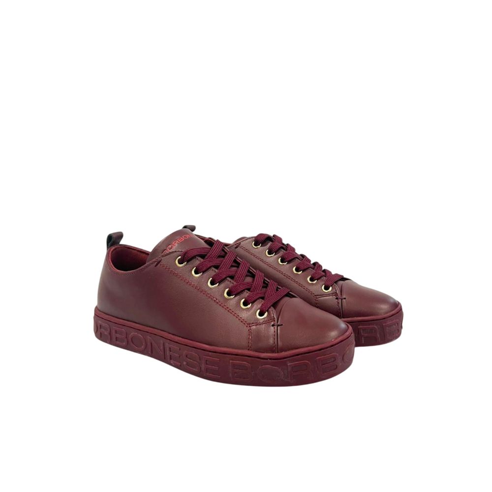 Borbonese Red Leather Women Sneaker with Platform Sole | Regal Royce