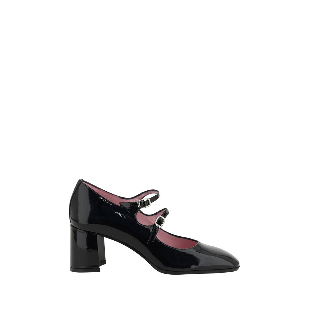 Carel Paris Black Calf Leather Bos Taurus Mid Heel Pumps | Regal Royce