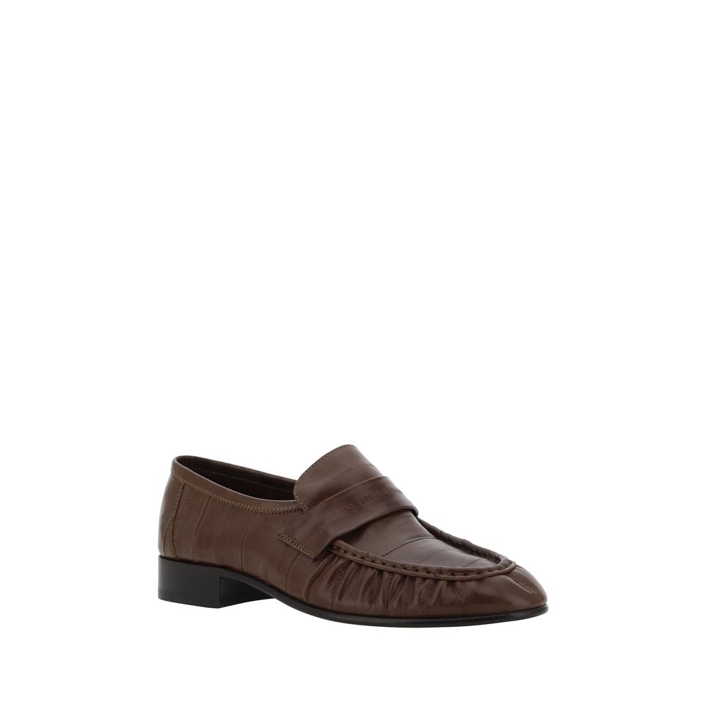 The Row Brown Calf Leather Bos Taurus Slip-On Loafers | Regal Royce