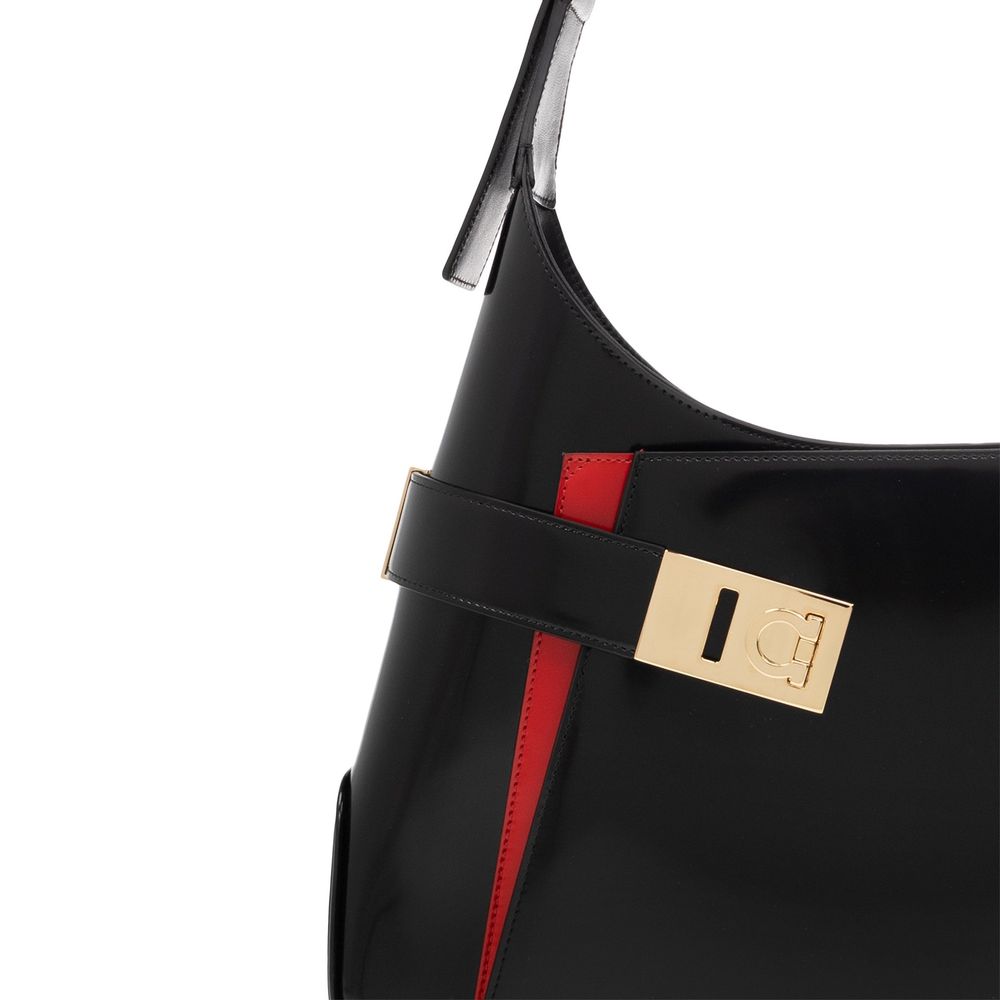 Salvatore Ferragamo Black Calfskin Shoulder Bag | Regal Royce