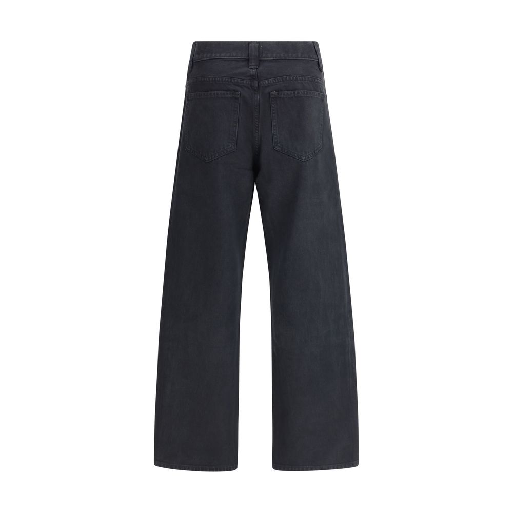 Khaite Black Cotton Straight-Leg Jeans | Regal Royce