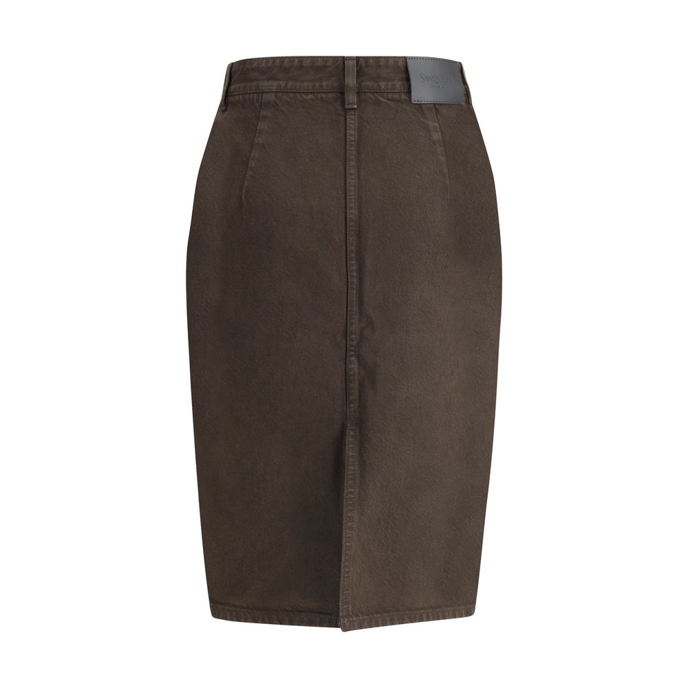 Saint Laurent Brown Denim Skirt | Regal Royce