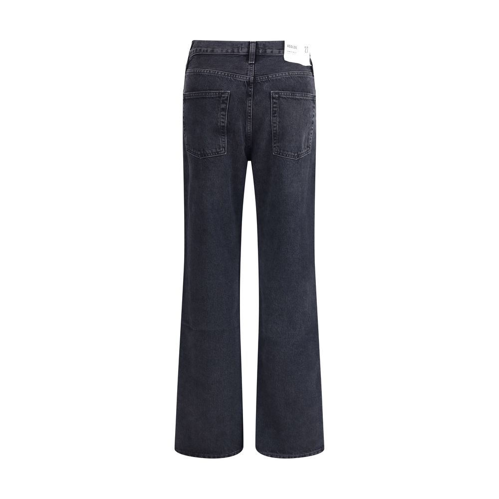 Agolde Black Recycled Cotton Straight-Leg Jeans | Regal Royce