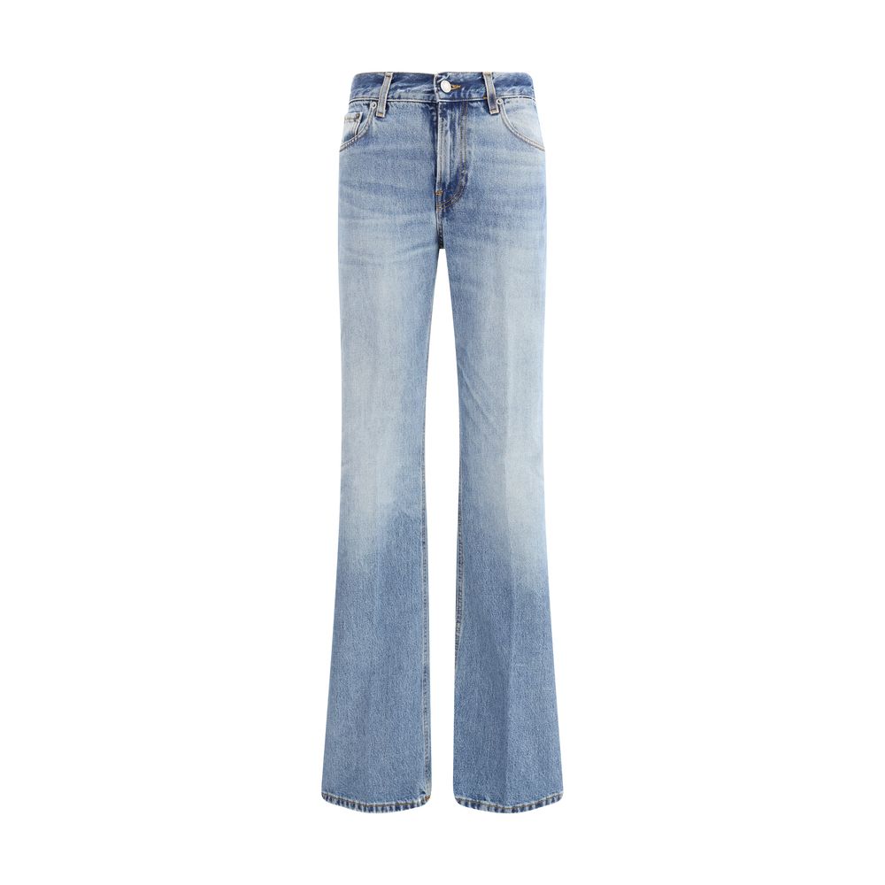 Haikure Light Blue Cotton Flared Jeans | Regal Royce