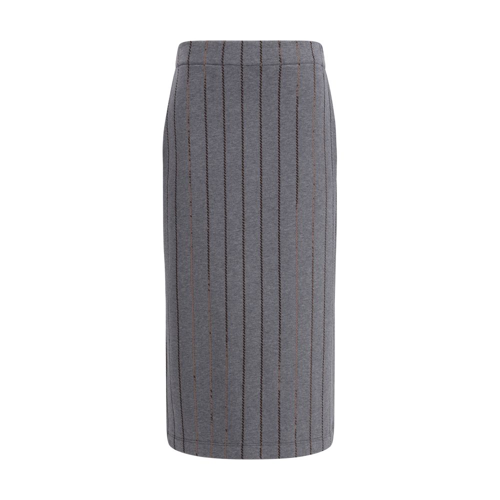 Brunello Cucinelli Gray Cotton Midi Skirt | Regal Royce