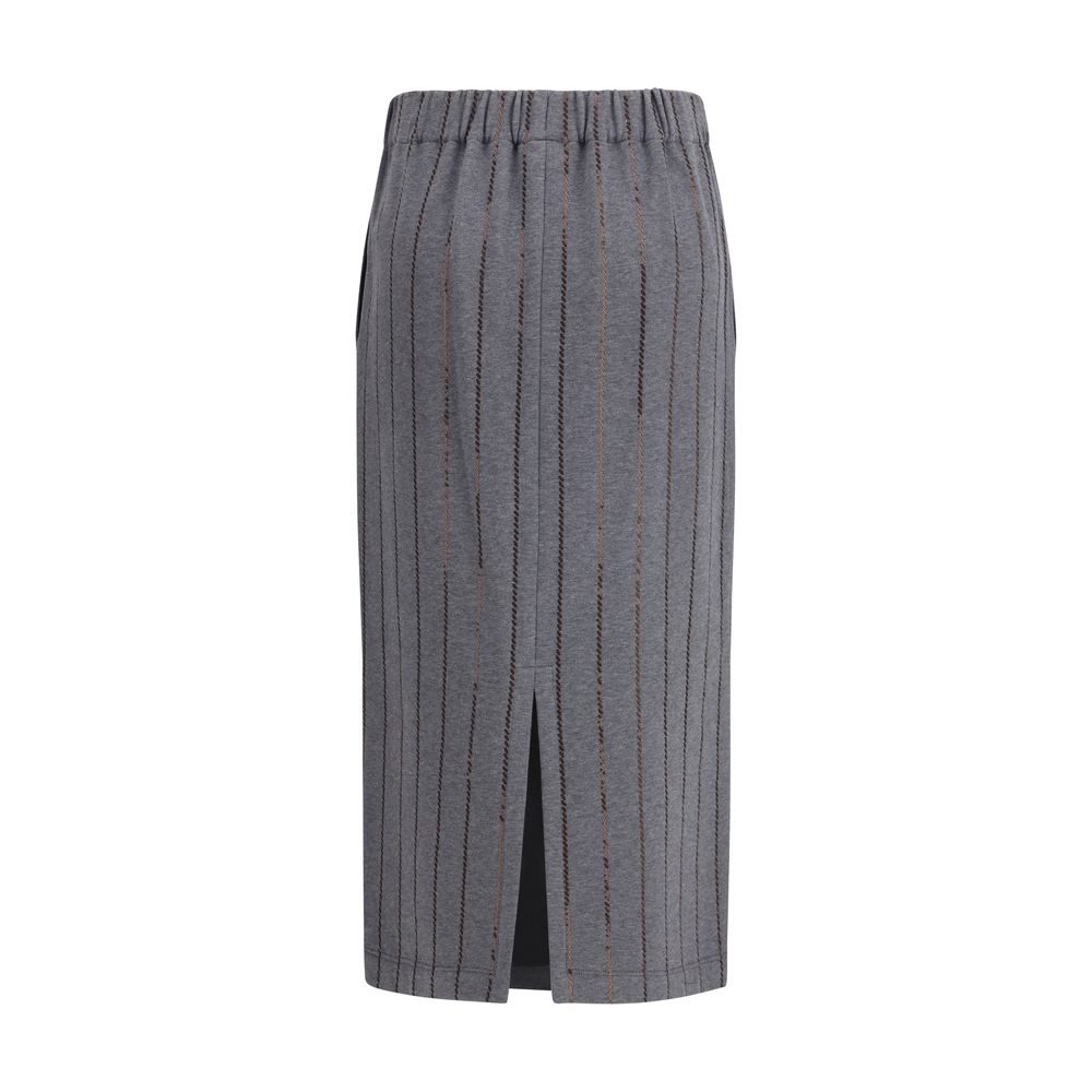 Brunello Cucinelli Gray Cotton Midi Skirt | Regal Royce